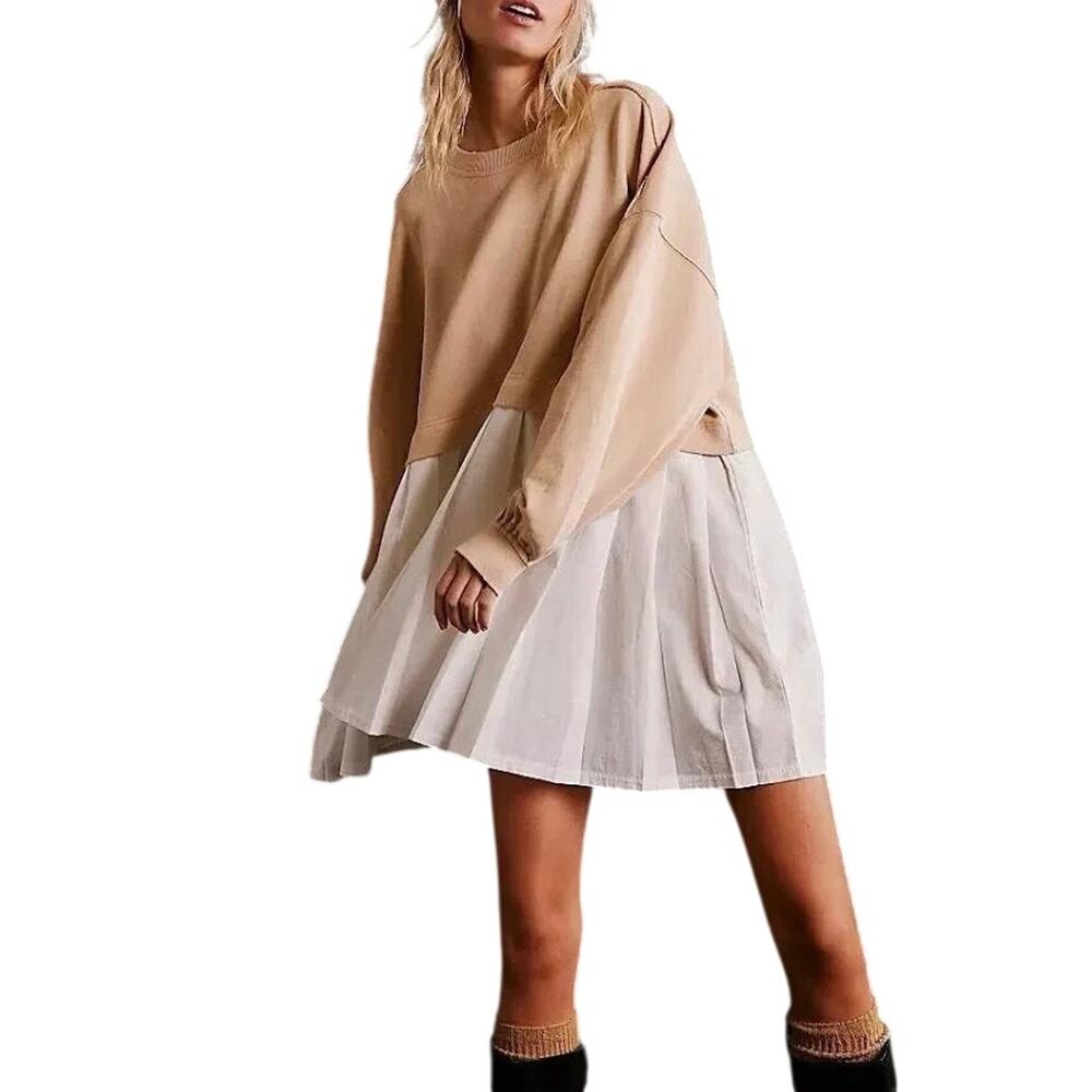 FREE PEOPLE Eleanor Pleated Trapeze Sweatshirt New with Tag MSRP $128
